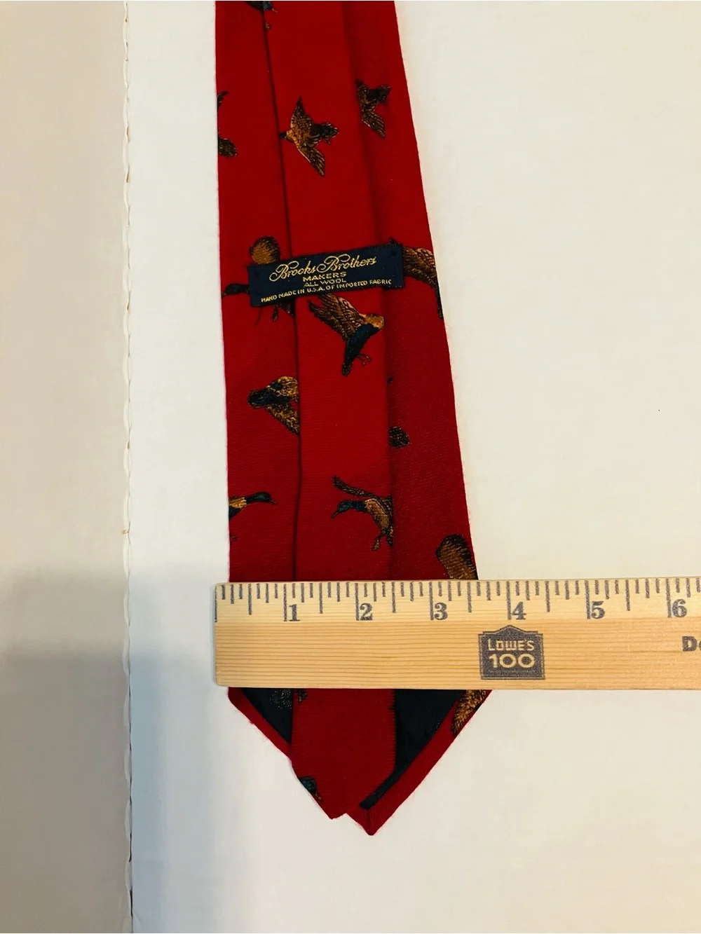 Brooks Brothers Vintage Wool Tie made in USA Red Waterfowl Duck